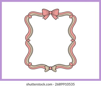 Vetor de clipart de quadro de borda de coquete de arco desenhado à mão isolado em um fundo branco