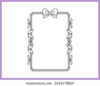 Vector dibujado a mano del Clipart del marco de la frontera de la coqueta del arco aislado en un fondo blanco
