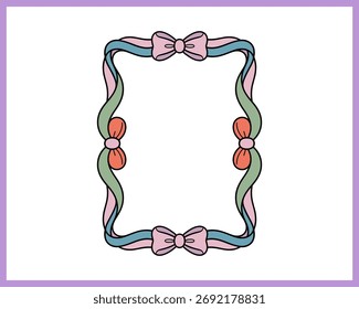 Vector dibujado a mano del Clipart del marco de la frontera de la coqueta del arco aislado en un fondo blanco