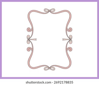 Vector dibujado a mano del Clipart del marco de la frontera de la coqueta del arco aislado en un fondo blanco