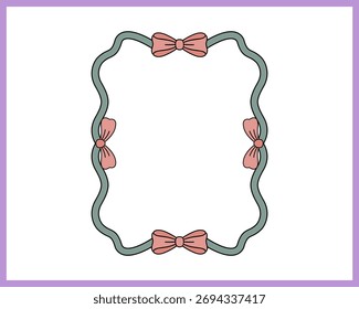 Vector dibujado a mano del Clipart del marco de la frontera de la coqueta del arco aislado en un fondo blanco