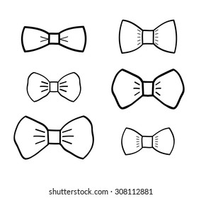 Handdrawn Bow Ties Set Vector Minimal Stock Vector (Royalty Free ...