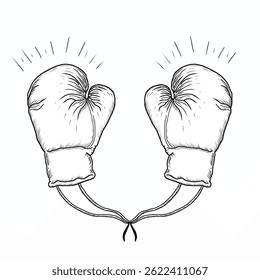 Hand-Drawn Boxing Gloves Vector Illustration. Vintage Style Boxing Mittens Sketch