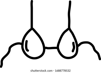 hand-drawn bra isolated on white background. Women's swimsuit. Doodle style. Vector illustration