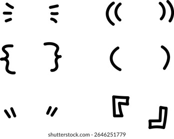 Hand-drawn Brackets and Quotation Marks