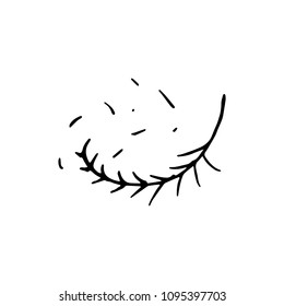 Handdrawn branch doodle icon. Hand drawn black sketch. Sign symbol. Decoration element. White background. Isolated. Flat design. Vector illustration.