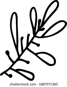 Hand-drawn branch. Vector clip art.