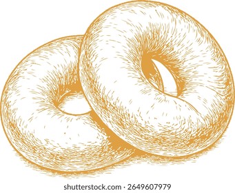 Ilustração de pão desenhado à mão em detalhes finos, com pães artesanais. Perfeito para marca de padaria, receitas, embalagem vintage e design com tema de café.