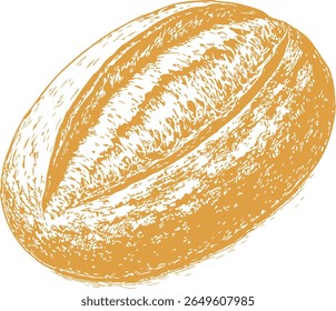 Ilustração de pão desenhado à mão em detalhes finos, com pães artesanais. Perfeito para marca de padaria, receitas, embalagem vintage e design com tema de café.