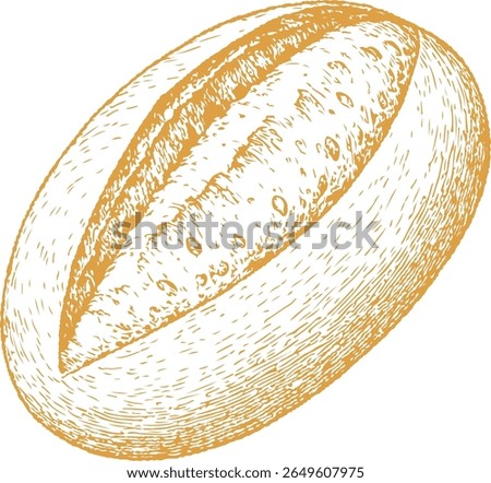 Hand-drawn bread illustration in fine detail, featuring artisan loaves. Perfect for bakery branding, recipes, vintage packaging, and café-themed design.