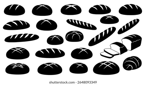 Pão desenhado à mão e ícones de pastelaria - ilustrações de padaria artesanal - ícones vetoriais ou elementos decorativos para design de marca, embalagem ou layout