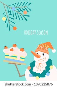 Hand-drawn bright Christmas card. Pleasant addition to the Christmas gift. Vector illustration 