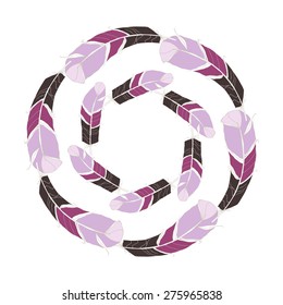 Handdrawn Bright Feather Design Elements.