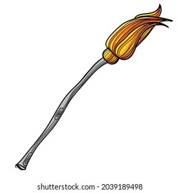 hand-drawn broom on white background