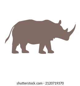 hand-drawn brown rhino, vector, white background