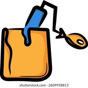 Hand-drawn brush and paint illustrations, colored icons