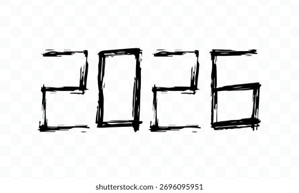 Hand-Drawn Brush Stroke 2026 Numerals