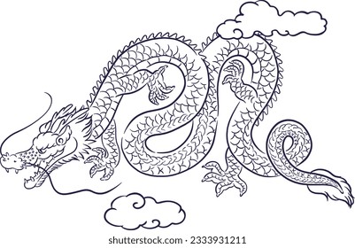 Hand-drawn brush stroke dragon illustration