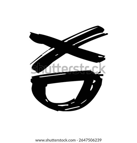 Hand-drawn brush stroke illustration of the XD emoji symbol. A playful and expressive design often used to represent laughter or joy in messages.
