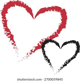 Hand-Drawn Brush Stroke Red and Black Heart Vector Illustration