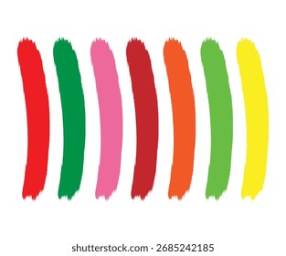 Hand-Drawn Brush Strokes Set – Black Ink, Watercolor, Grunge, Marker Colorful bold highlighter marker brush lines vector set, Vector Element for Design and Decoration, brushstroke set in various shade
