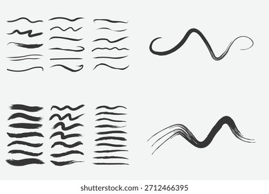 Hand-Drawn Brush Strokes and Underlines Collection.