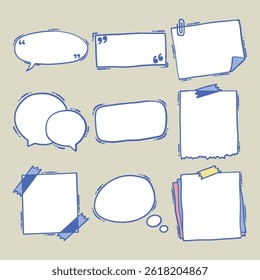 Handdrawn Bubble Chat with Cute Lineart Note and Text