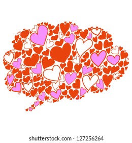 hand-drawn bubble cloud heart shaped thought design for valentine