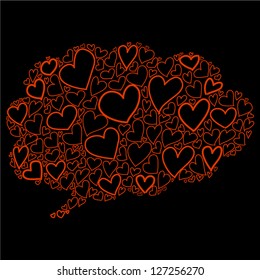 hand-drawn bubble cloud heart shaped thought design for valentine