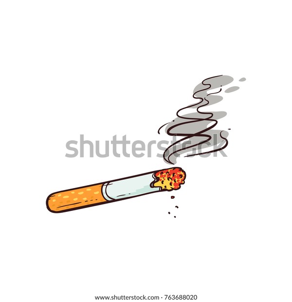 Handdrawn Burning Smoking Cigarette Sketch Style Stock Vector (Royalty ...