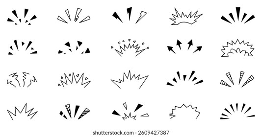 Hand-Drawn Burst and Explosion Line Art Set
