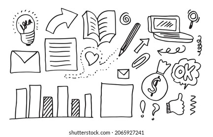 hand-drawn business doodles for concept design.