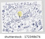 hand-drawn business doodles set