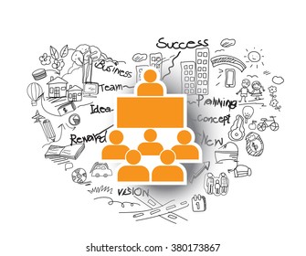 hand-drawn business doodles set. Vector illustration