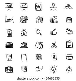 Hand-drawn Business Icons Pattern, Vector sketched Artwork