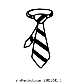 Hand-drawn business men's tie icon. Black and white doodle illustration .