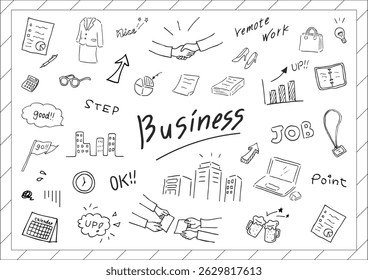 Hand-Drawn Business Scene Illustration Set