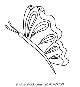 Borboleta desenhada à mão rabiscar elementos para colorir, convites, cartões postais