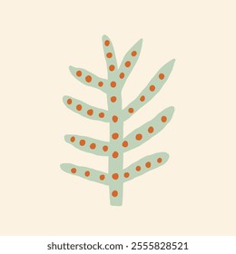 Hand-drawn cactus design with abstract style and dotted detail. Vector hand drawn illustration in freehand style