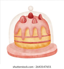 Hand-drawn cake illustration with soft textures and a warm, inviting feel — ideal for dessert lovers and design projects.