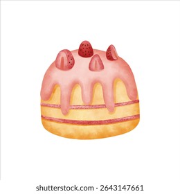 Hand-drawn cake illustration with soft textures and a warm, inviting feel — ideal for dessert lovers and design projects.