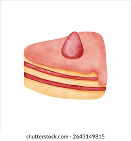 Hand-drawn cake illustration with soft textures and a warm, inviting feel — ideal for dessert lovers and design projects.