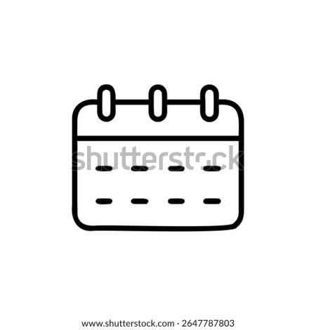 Handdrawn calendar icon with three top rings date boxes on background schedule time