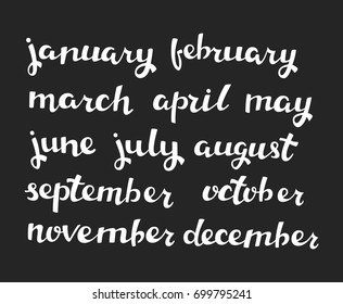 Hand-drawn Calendar Set. Set of Months of the Year. Vector Calligraphy.