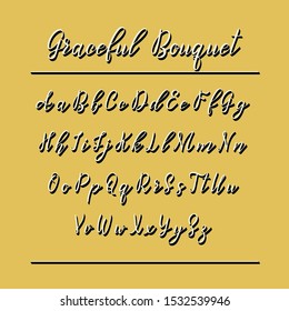 Handdrawn calligraphic font. Italic dynamic display alphabet. Modern typography. Lettering character set. Vector illustration.