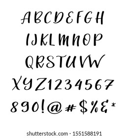 Handdrawn calligraphic font. Italic dynamic display alphabet. Modern typography. Lettering character set. Vector illustration.