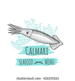 Handdrawn calmari for your design.