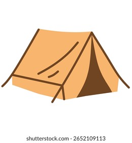 Hand-drawn camping tent in warm tones, perfect for outdoor, forest, or hiking themes.