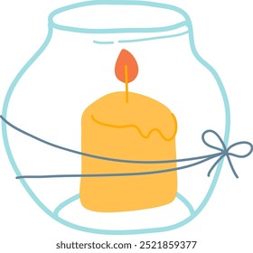 Handdrawn Candle In Jar Vector Illustration