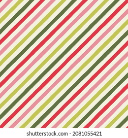 Hand-Drawn Candy Colourful Cane Stripes Seamless Vector Pattern. Festive Bright Background. Christmas Holiday Print